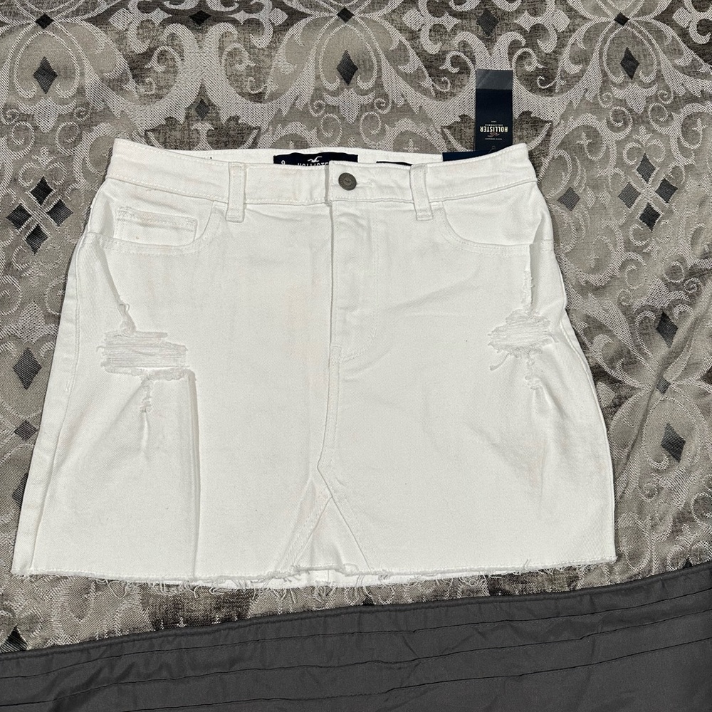 Hollister white jean skirt